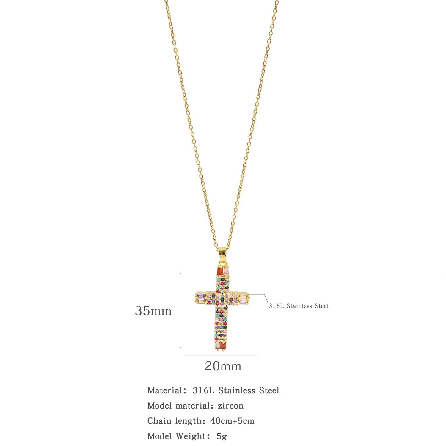ETERNITY MICRO ZIRCONIA CROSS NECKLACE