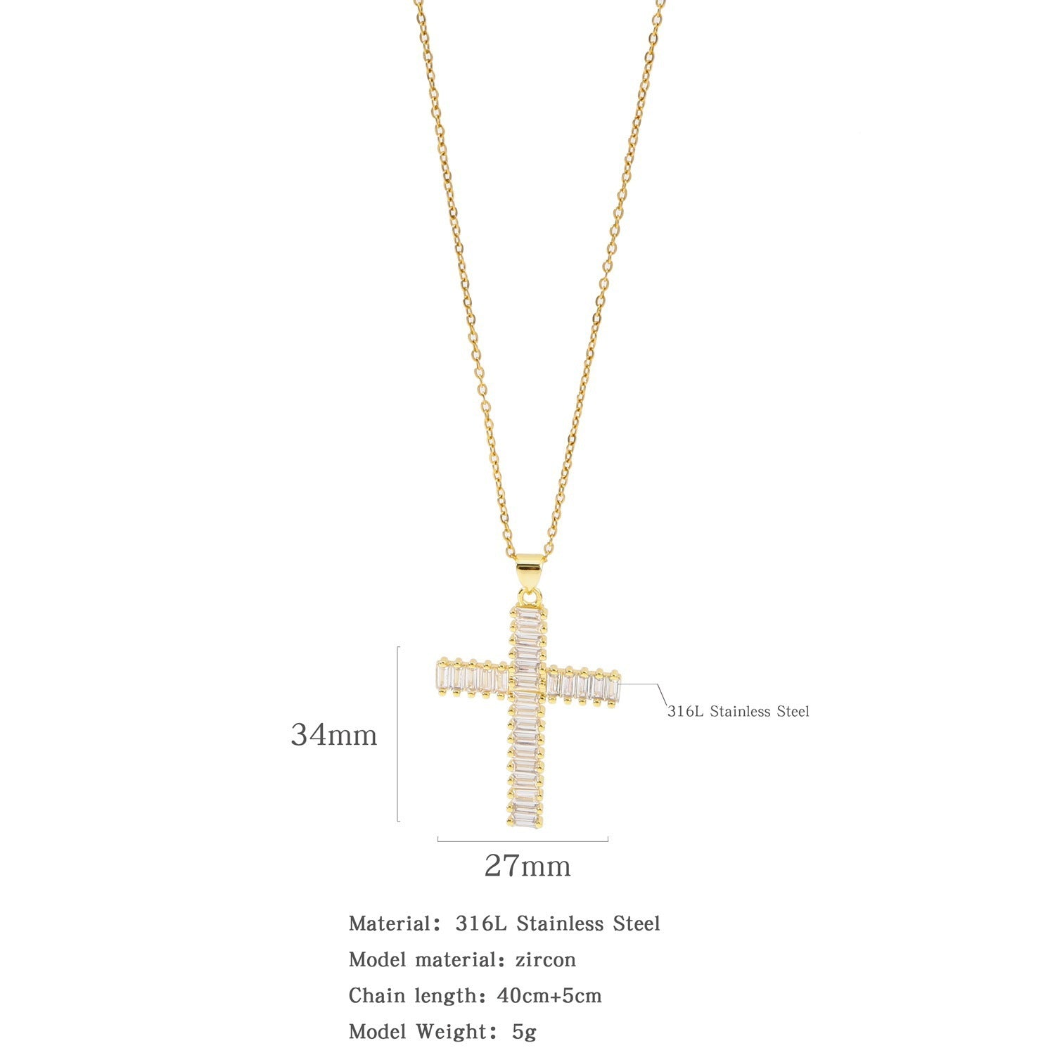 ETERNITY MICRO ZIRCONIA CROSS NECKLACE
