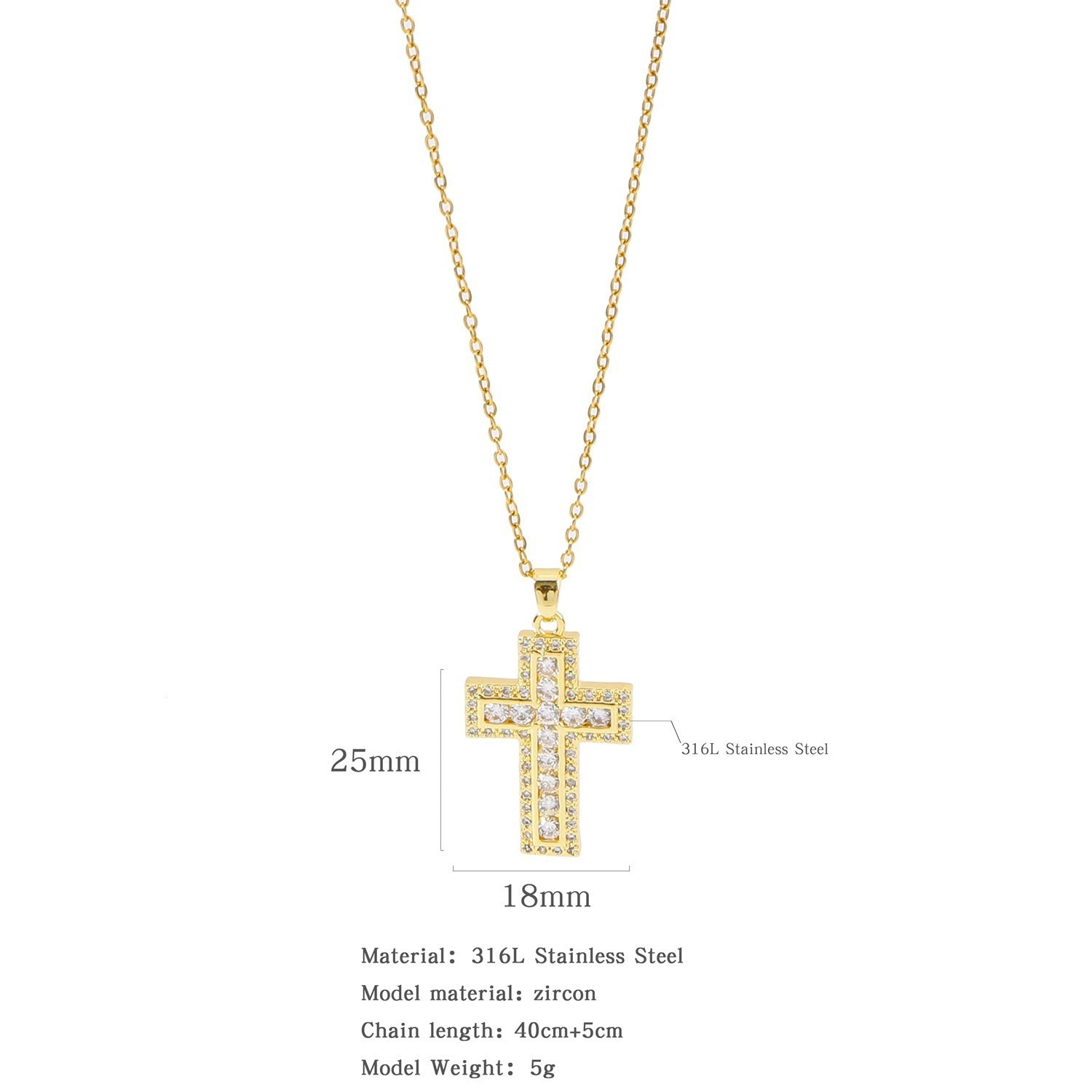 ETERNITY MICRO ZIRCONIA CROSS NECKLACE