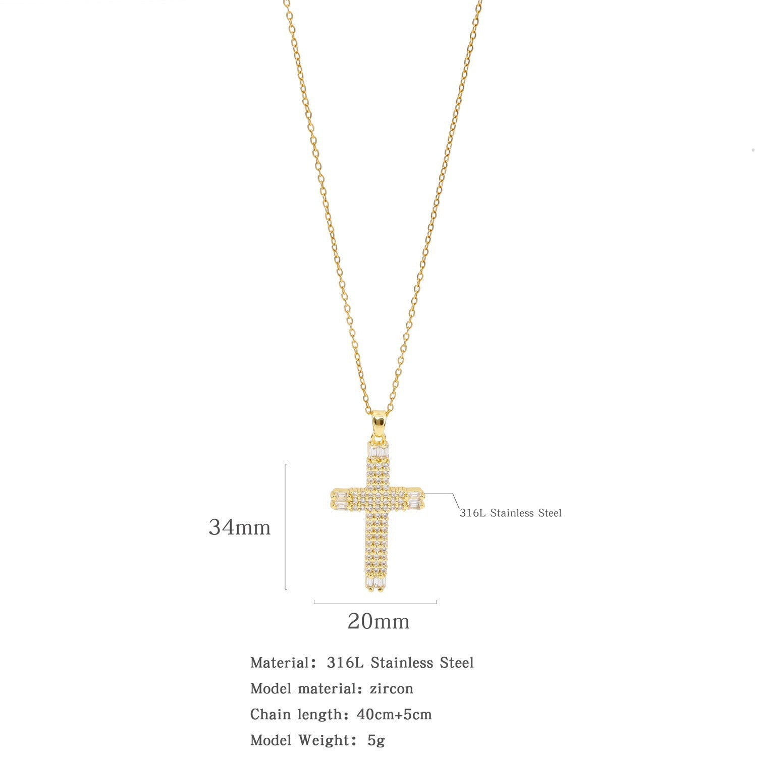 ETERNITY MICRO ZIRCONIA CROSS NECKLACE
