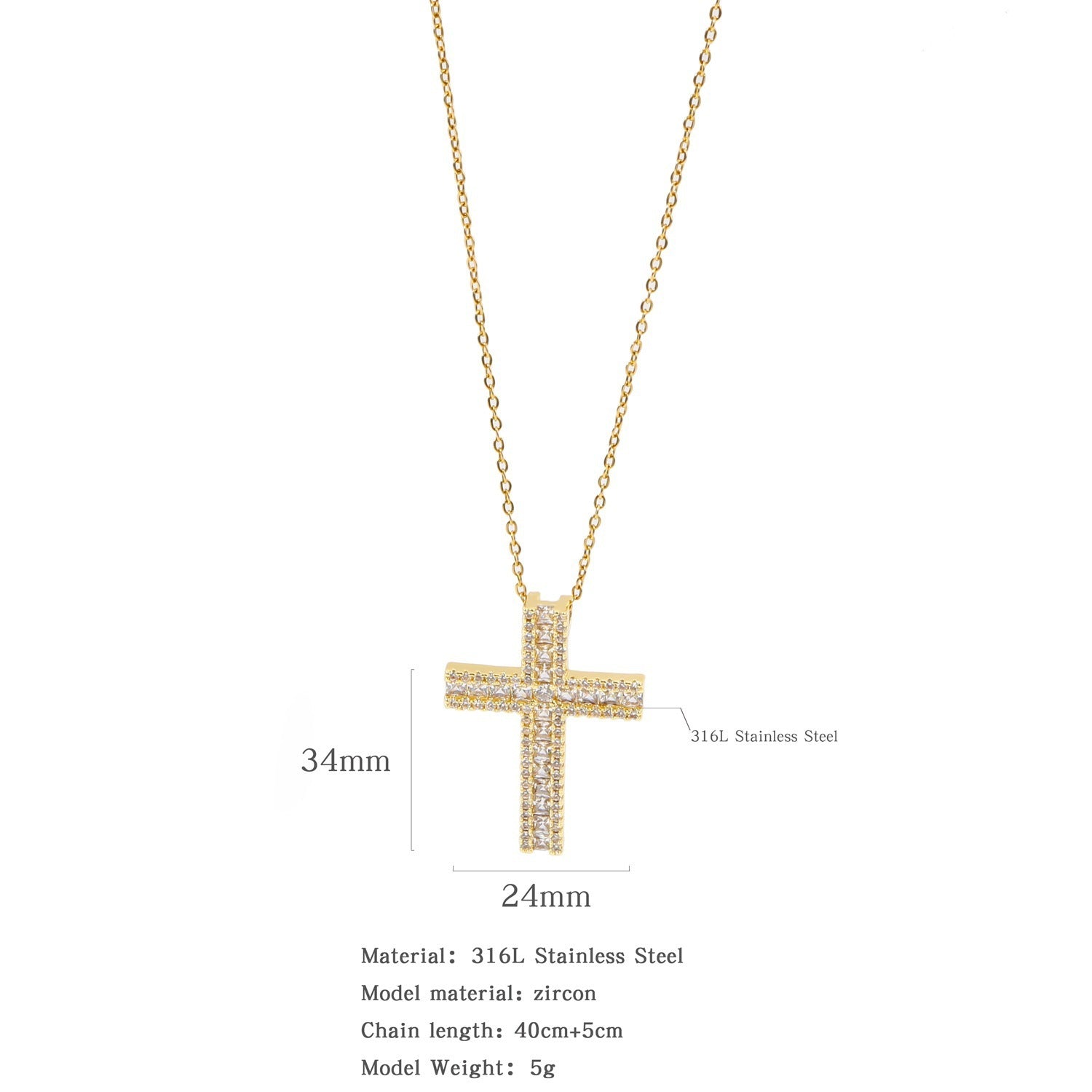 ETERNITY MICRO ZIRCONIA CROSS NECKLACE
