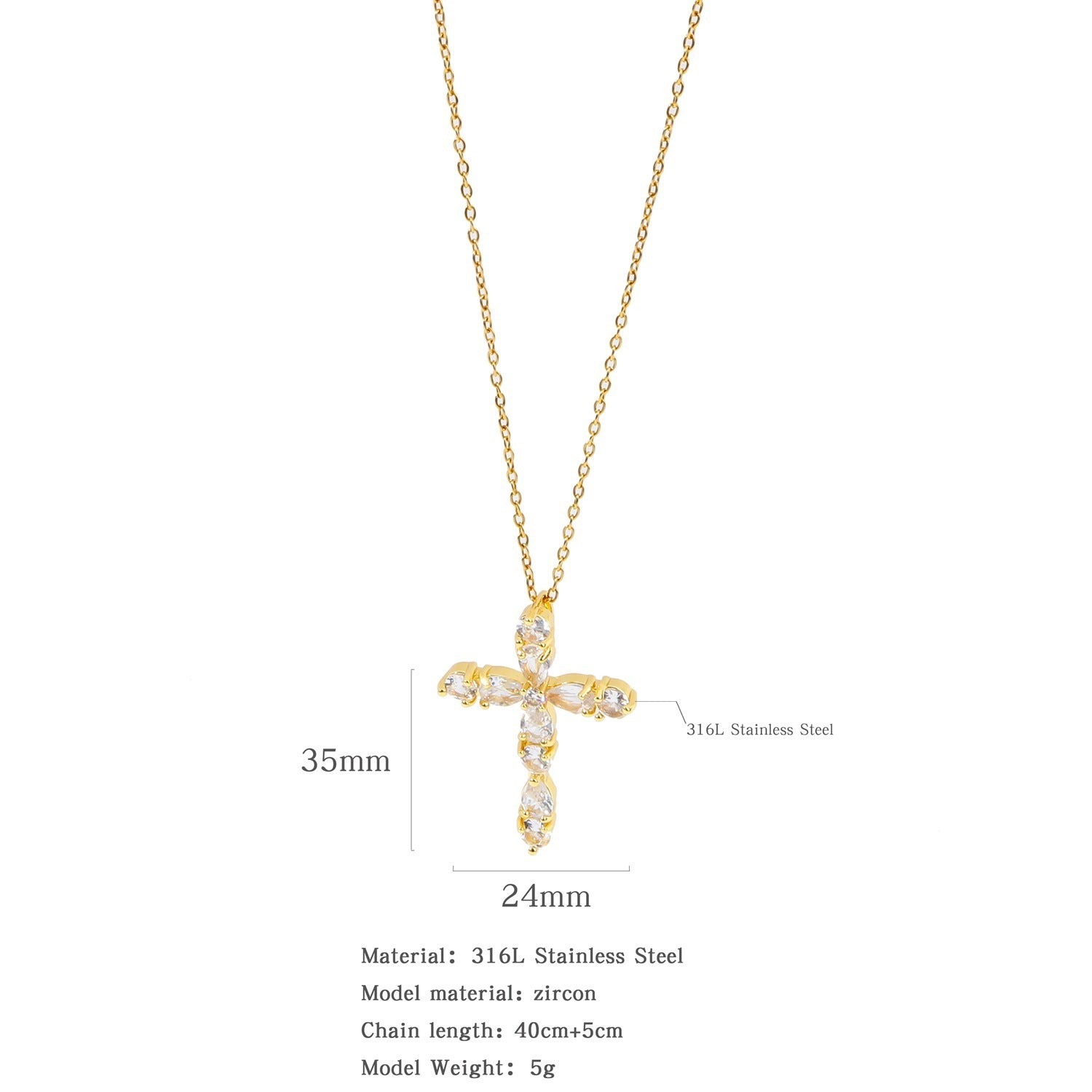 ETERNITY MICRO ZIRCONIA CROSS NECKLACE