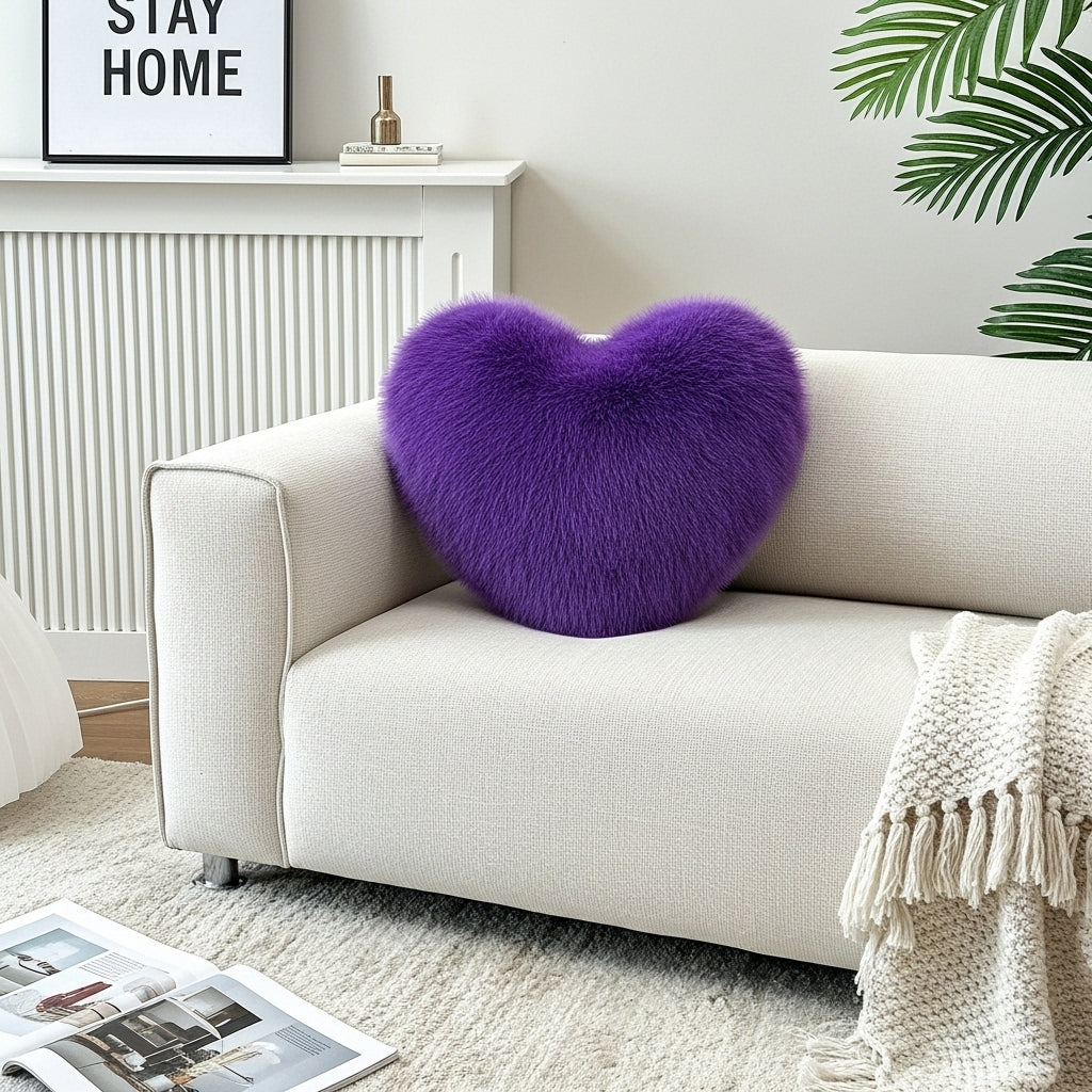 CLOUD HEART PILLOW GENUINE FOX FUR
