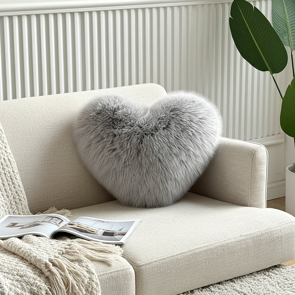 CLOUD HEART PILLOW GENUINE FOX FUR
