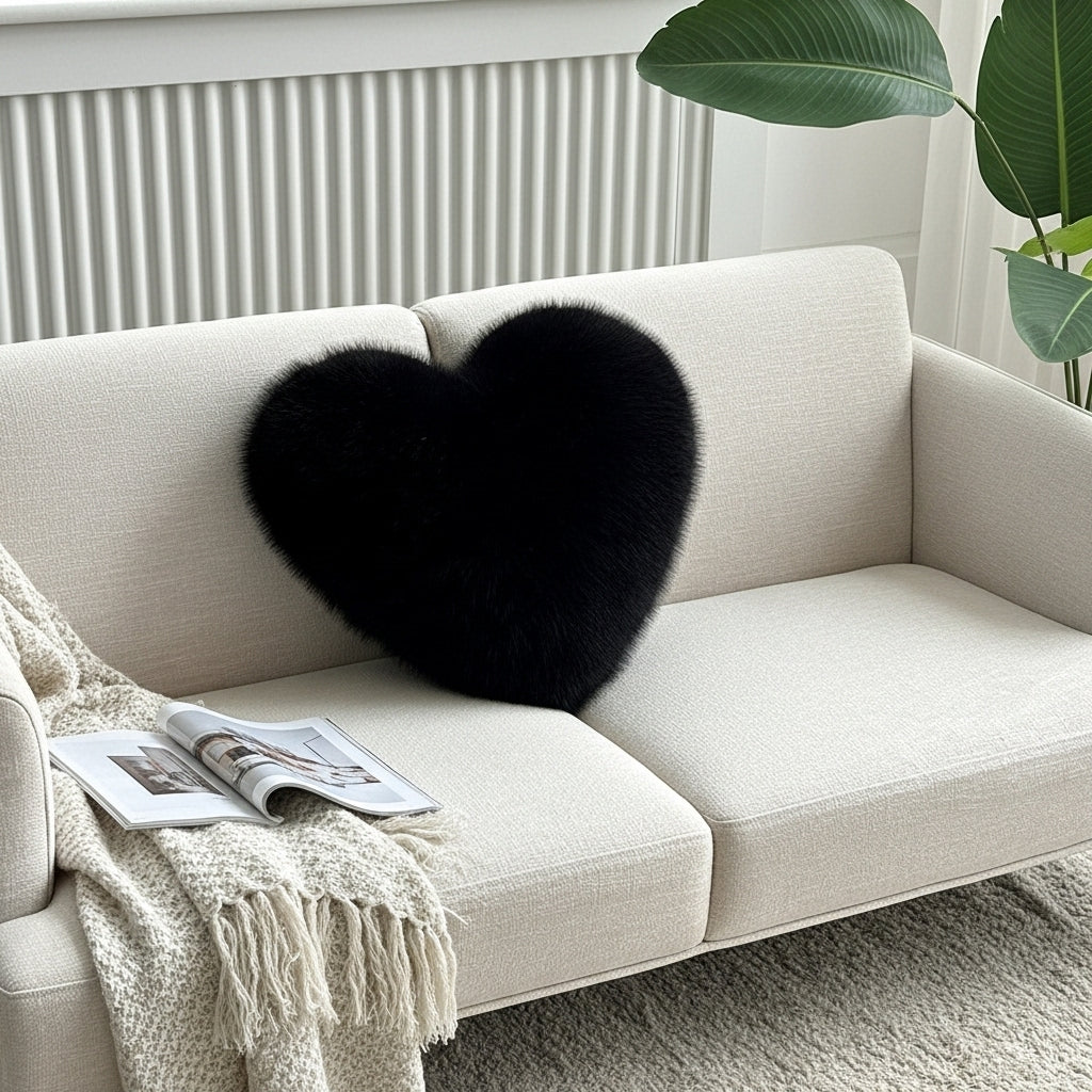 CLOUD HEART PILLOW GENUINE FOX FUR