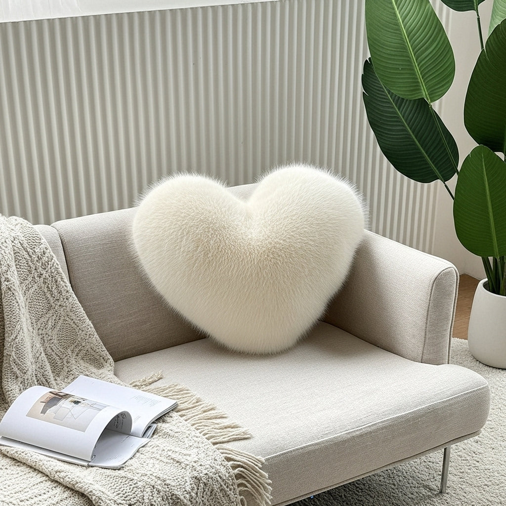 CLOUD HEART PILLOW GENUINE FOX FUR