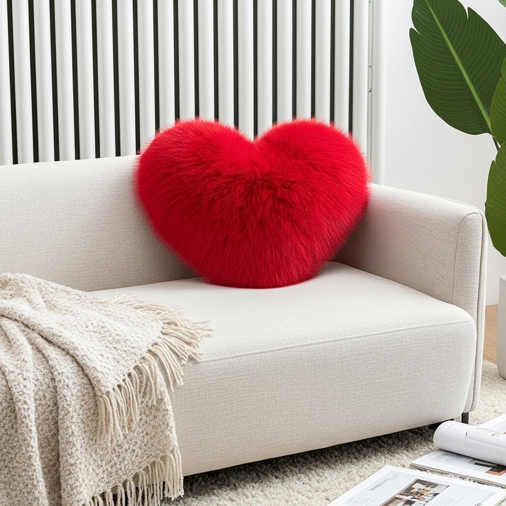 CLOUD HEART PILLOW GENUINE FOX FUR