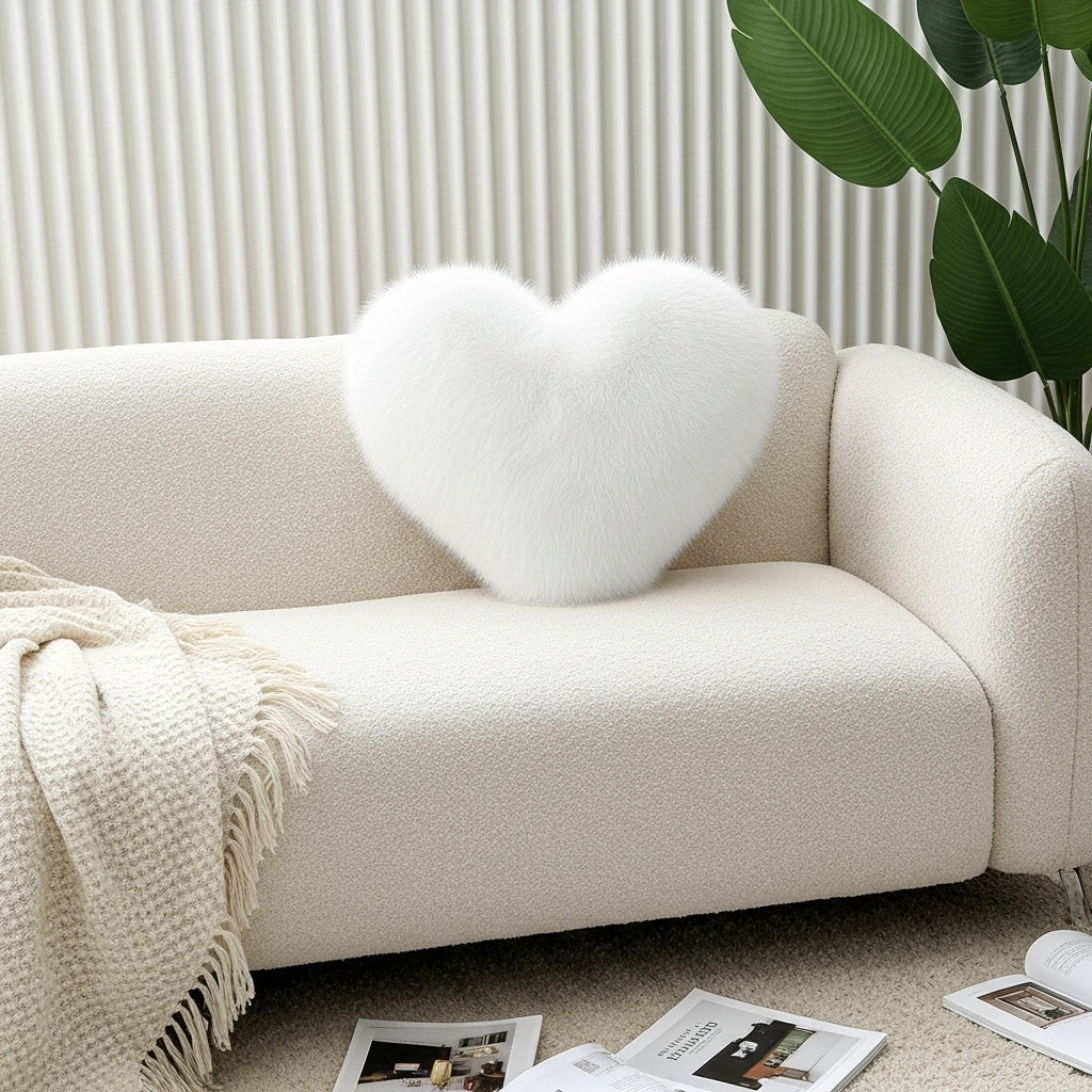 CLOUD HEART PILLOW GENUINE FOX FUR
