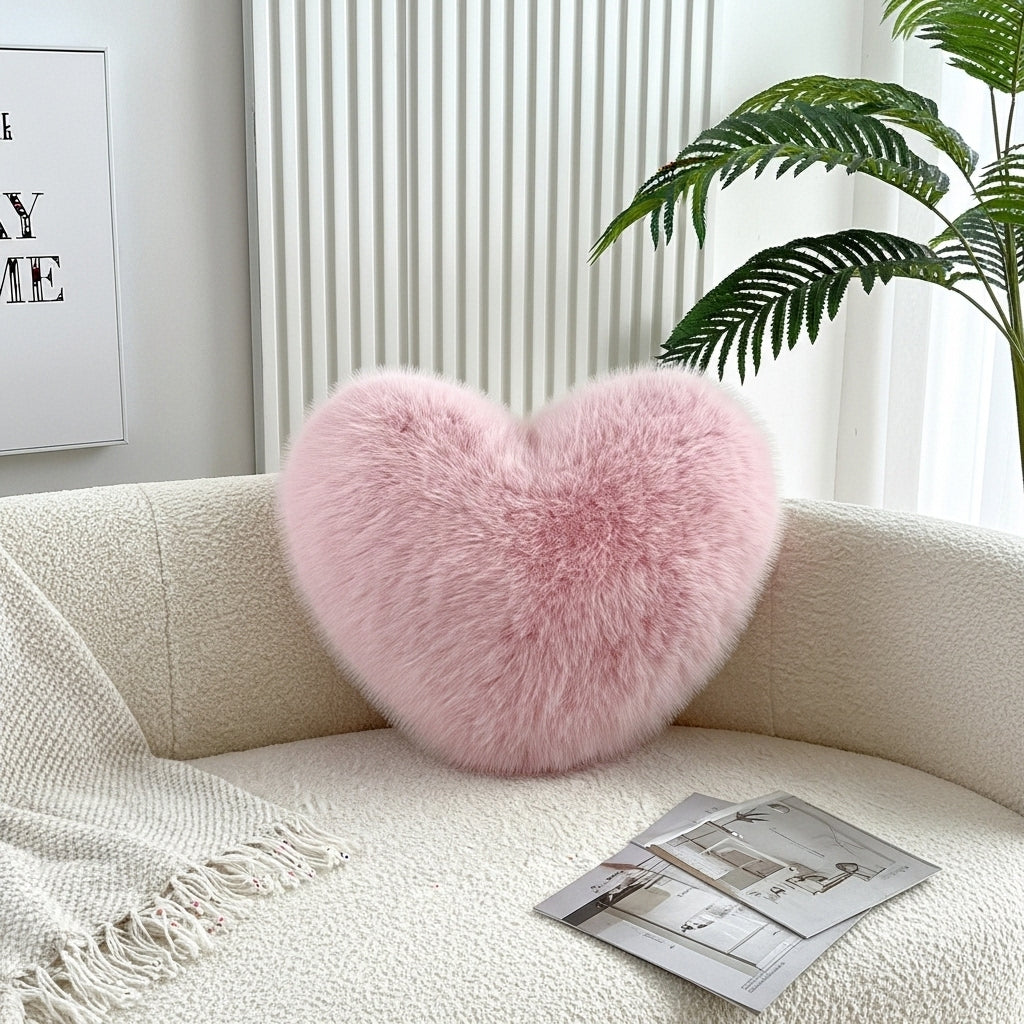 CLOUD HEART PILLOW GENUINE FOX FUR
