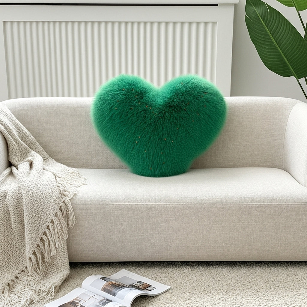 CLOUD HEART PILLOW GENUINE FOX FUR