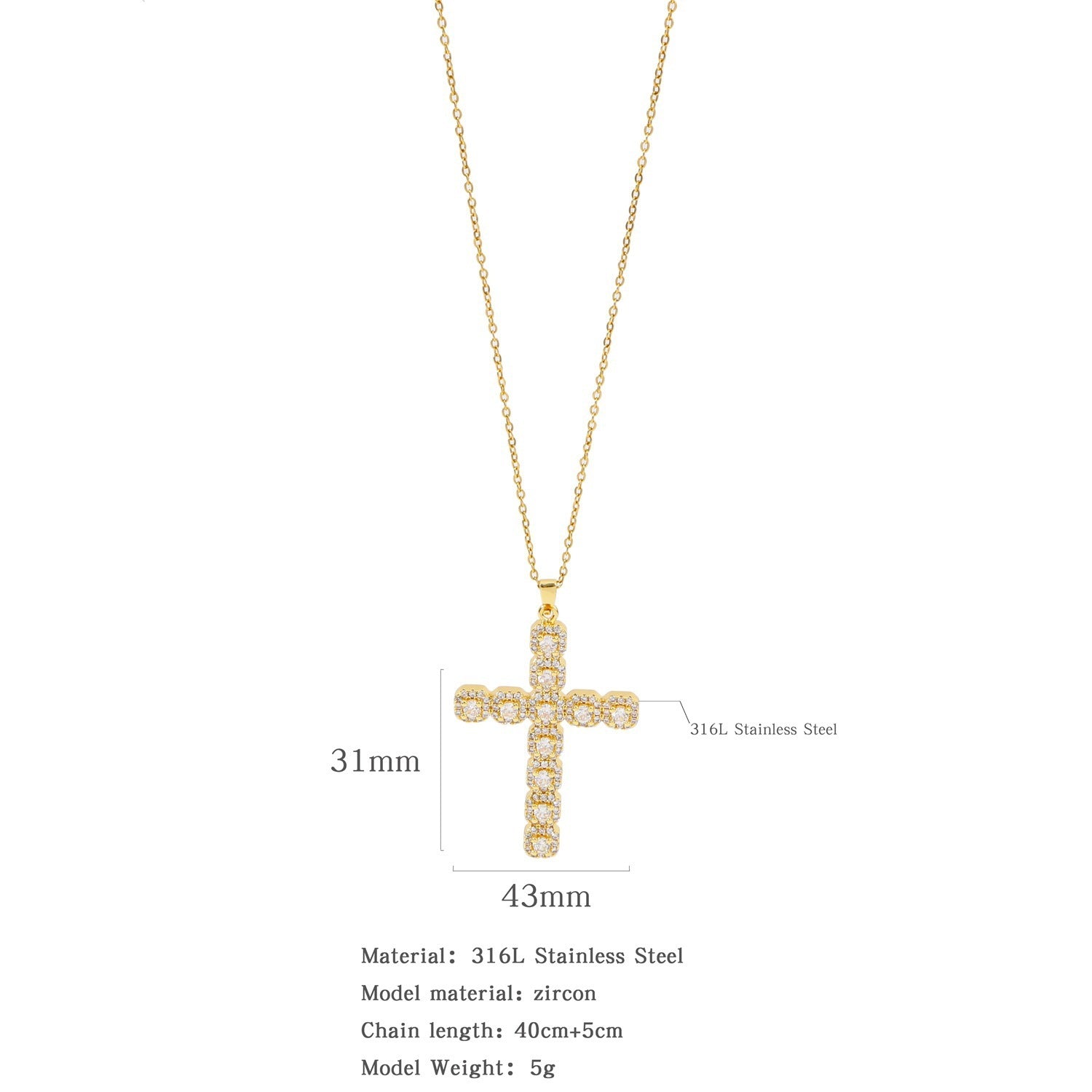 ETERNITY MICRO ZIRCONIA CROSS NECKLACE