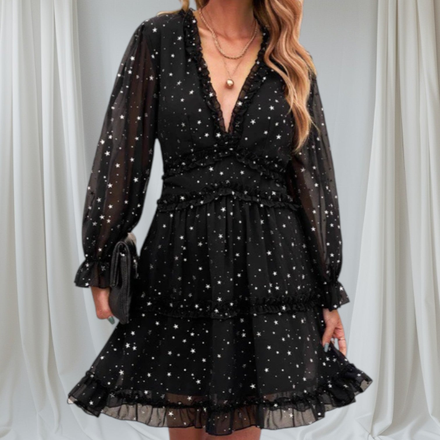 MOONLIT CHIFFON MIDI DRESS