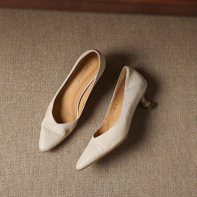 SEREN GENUINE LEATHER KITTEN HEEL PUMP