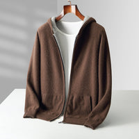 Ravello Reversible Cashmere Hoodie, zip front detail