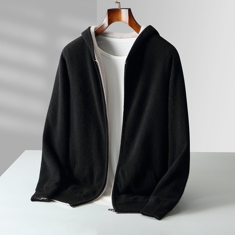 Ravello Reversible Cashmere Hoodie, cashmere knit texture