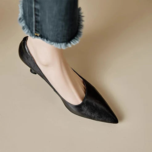 PETRA GENUINE LEATHER KITTEN HEEL