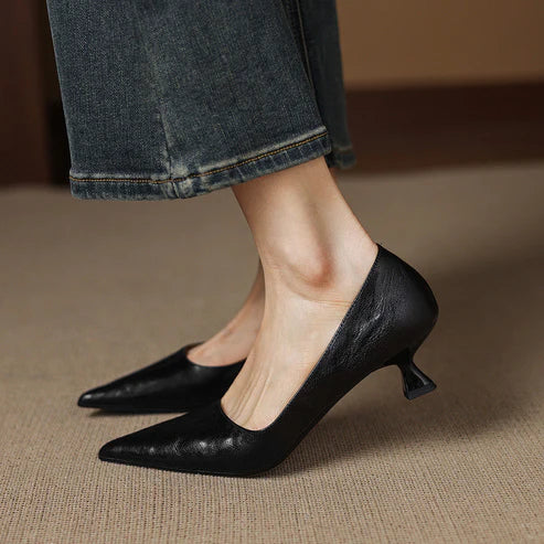 PETRA GENUINE LEATHER KITTEN HEEL