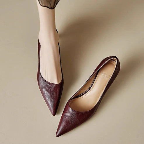 PETRA GENUINE LEATHER KITTEN HEEL