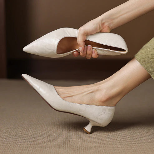 PETRA GENUINE LEATHER KITTEN HEEL