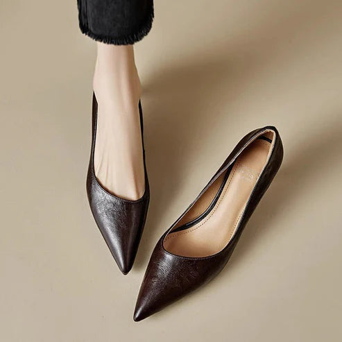 PETRA GENUINE LEATHER KITTEN HEEL