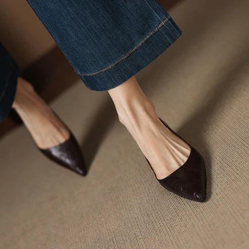 PETRA GENUINE LEATHER KITTEN HEEL