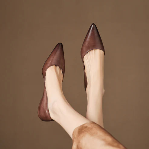SELENE GENUINE LEATHER POINTED FLAT