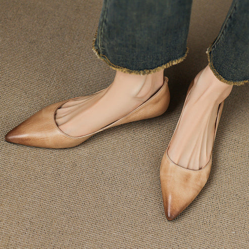 SELENE GENUINE LEATHER POINTED FLAT