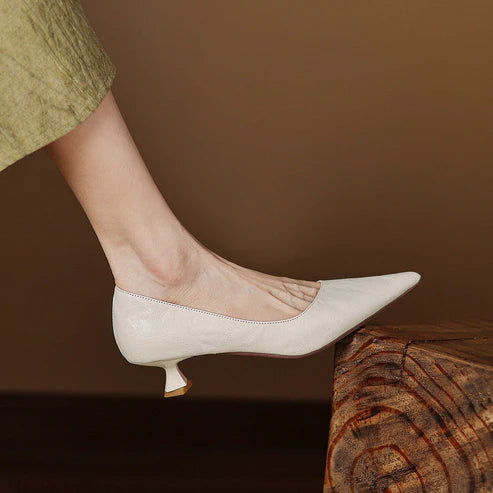 PETRA GENUINE LEATHER KITTEN HEEL