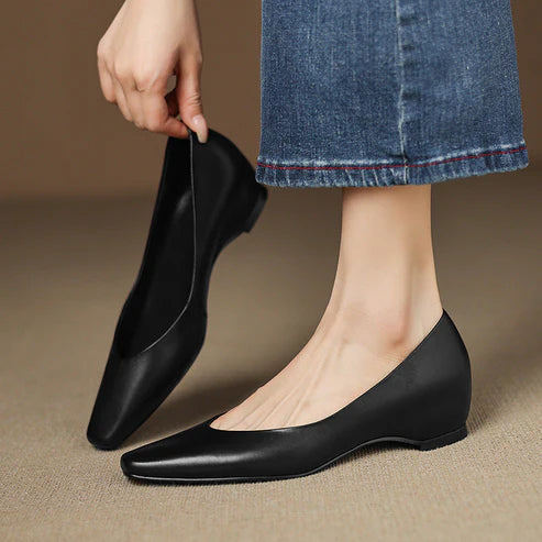 ALBA GENUINE LEATHER HIDDEN WEDGE FLAT