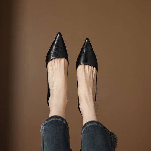 PETRA GENUINE LEATHER KITTEN HEEL