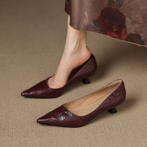 PETRA GENUINE LEATHER KITTEN HEEL