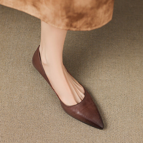 SELENE GENUINE LEATHER POINTED FLAT