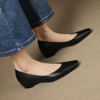 ALBA GENUINE LEATHER HIDDEN WEDGE FLAT