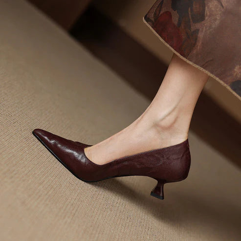 PETRA GENUINE LEATHER KITTEN HEEL