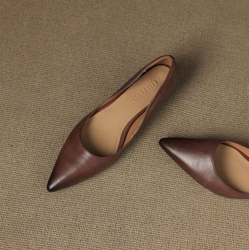 SELENE GENUINE LEATHER POINTED FLAT
