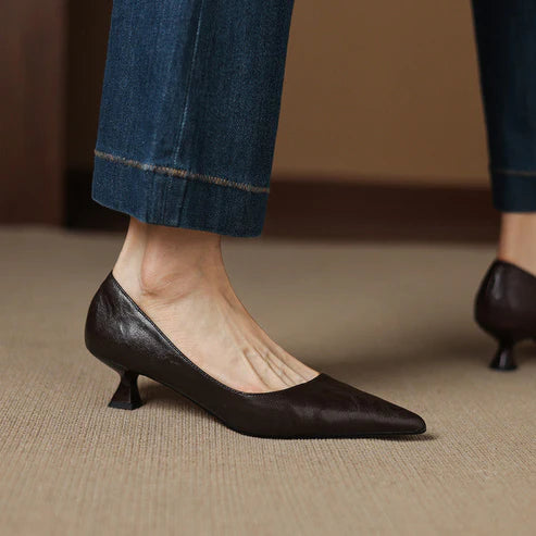PETRA GENUINE LEATHER KITTEN HEEL
