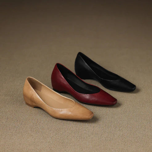 ALBA GENUINE LEATHER HIDDEN WEDGE FLAT