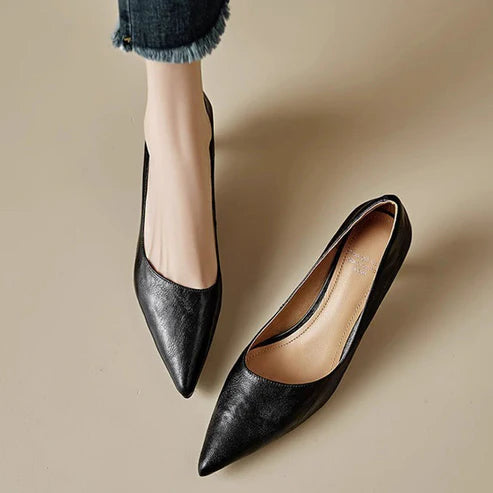 PETRA GENUINE LEATHER KITTEN HEEL