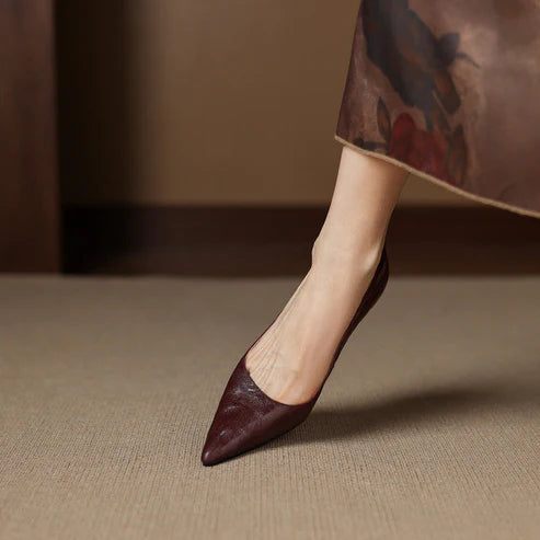 PETRA GENUINE LEATHER KITTEN HEEL