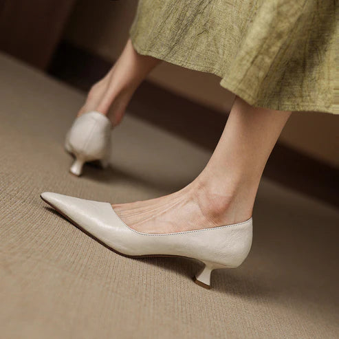 PETRA GENUINE LEATHER KITTEN HEEL