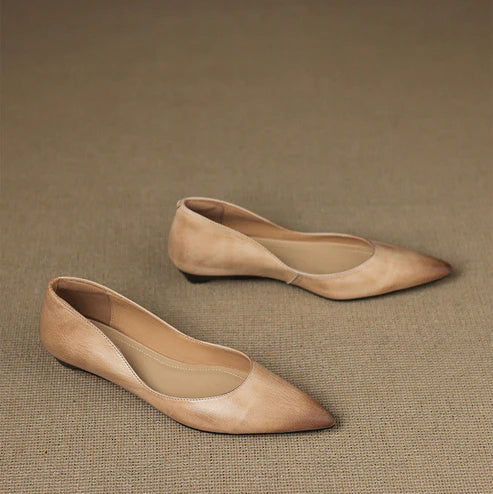 SELENE GENUINE LEATHER POINTED FLAT