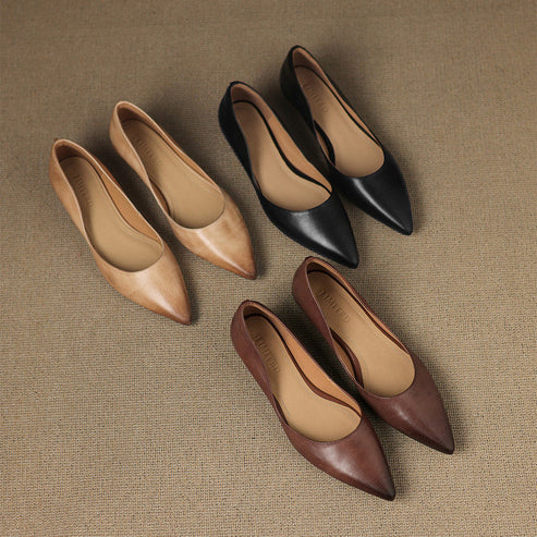 SELENE GENUINE LEATHER POINTED FLAT