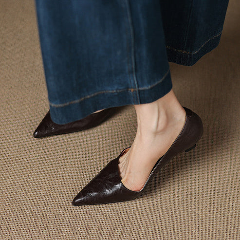 PETRA GENUINE LEATHER KITTEN HEEL