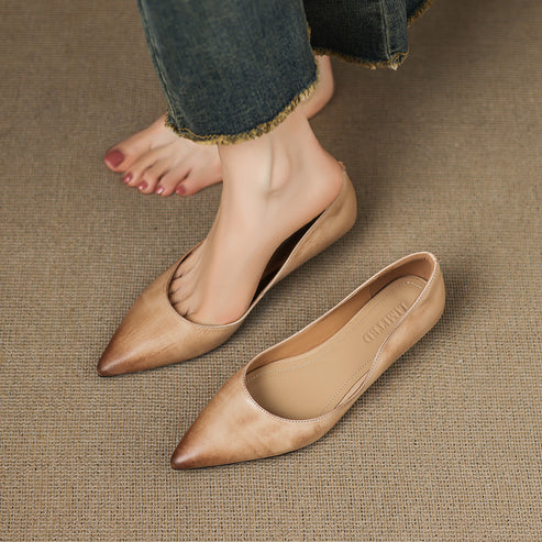 SELENE GENUINE LEATHER POINTED FLAT