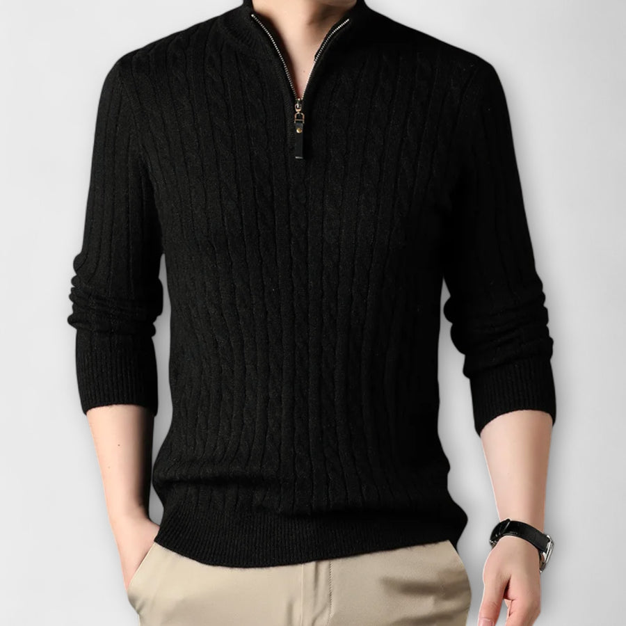 CASTELLANO SOFT-WEAVE ZIP SWEATER
