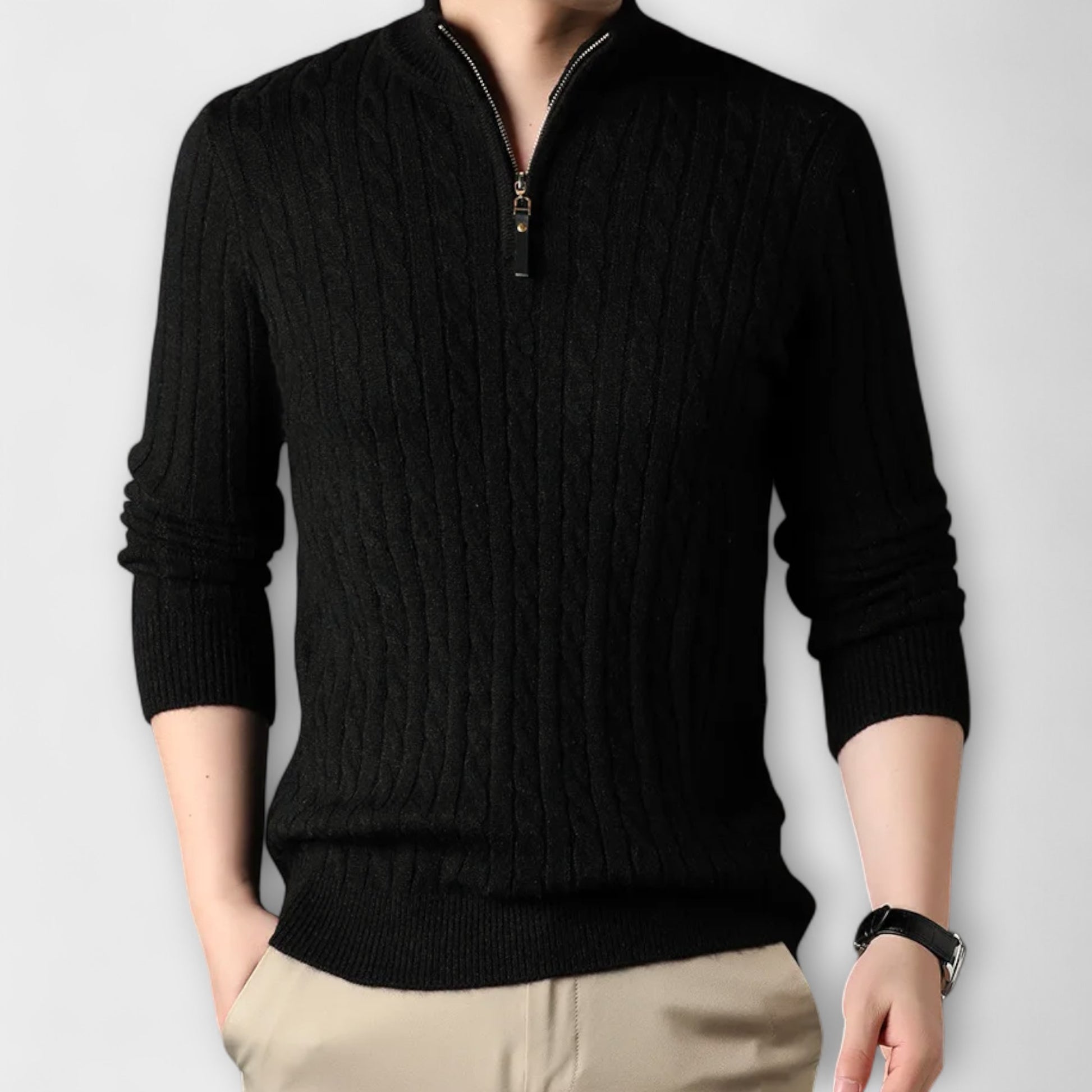 CASTELLANO SOFT-WEAVE ZIP SWEATER