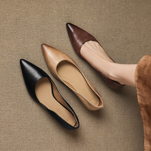 SELENE GENUINE LEATHER POINTED FLAT