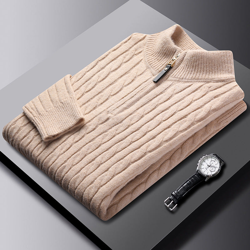 CASTELLANO SOFT-WEAVE ZIP SWEATER