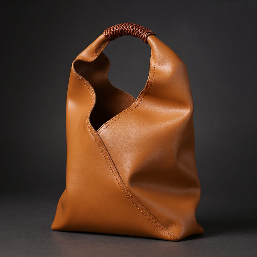PORTOFINO Top Handle Bag, rattan handle detail