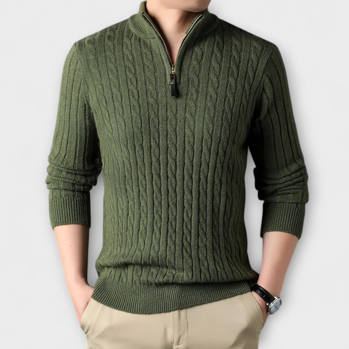 CASTELLANO SOFT-WEAVE ZIP SWEATER